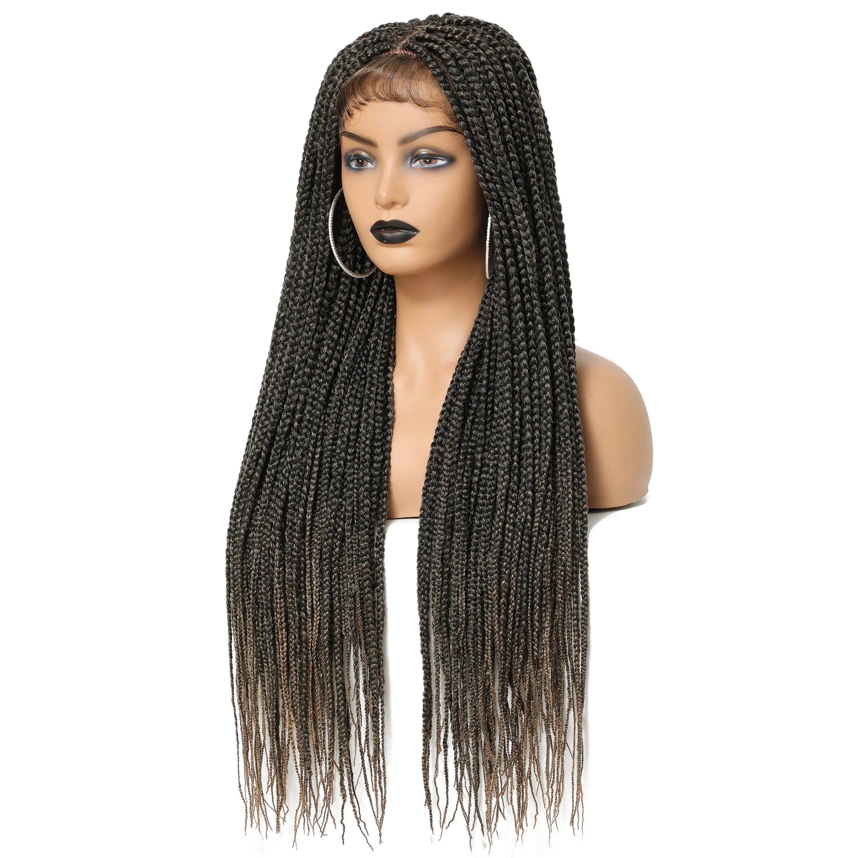 30" Ombre Box Braided Lace Wig | 4x4 | Twist Accents | Baby Hair | Synthetic Cosplay & Daily Wear