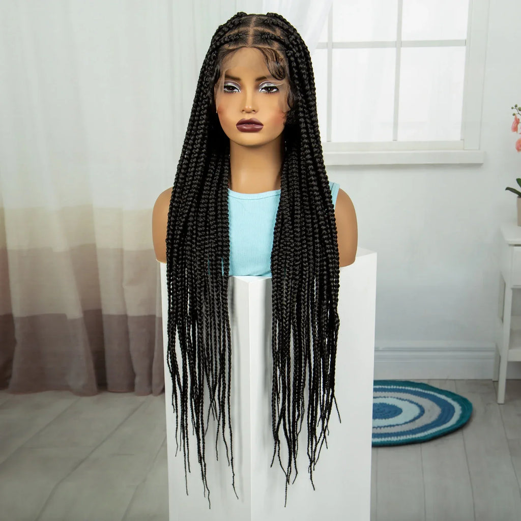 36" Knotless Box Braids Wig | Full Lace | Baby Hair | Natural Look