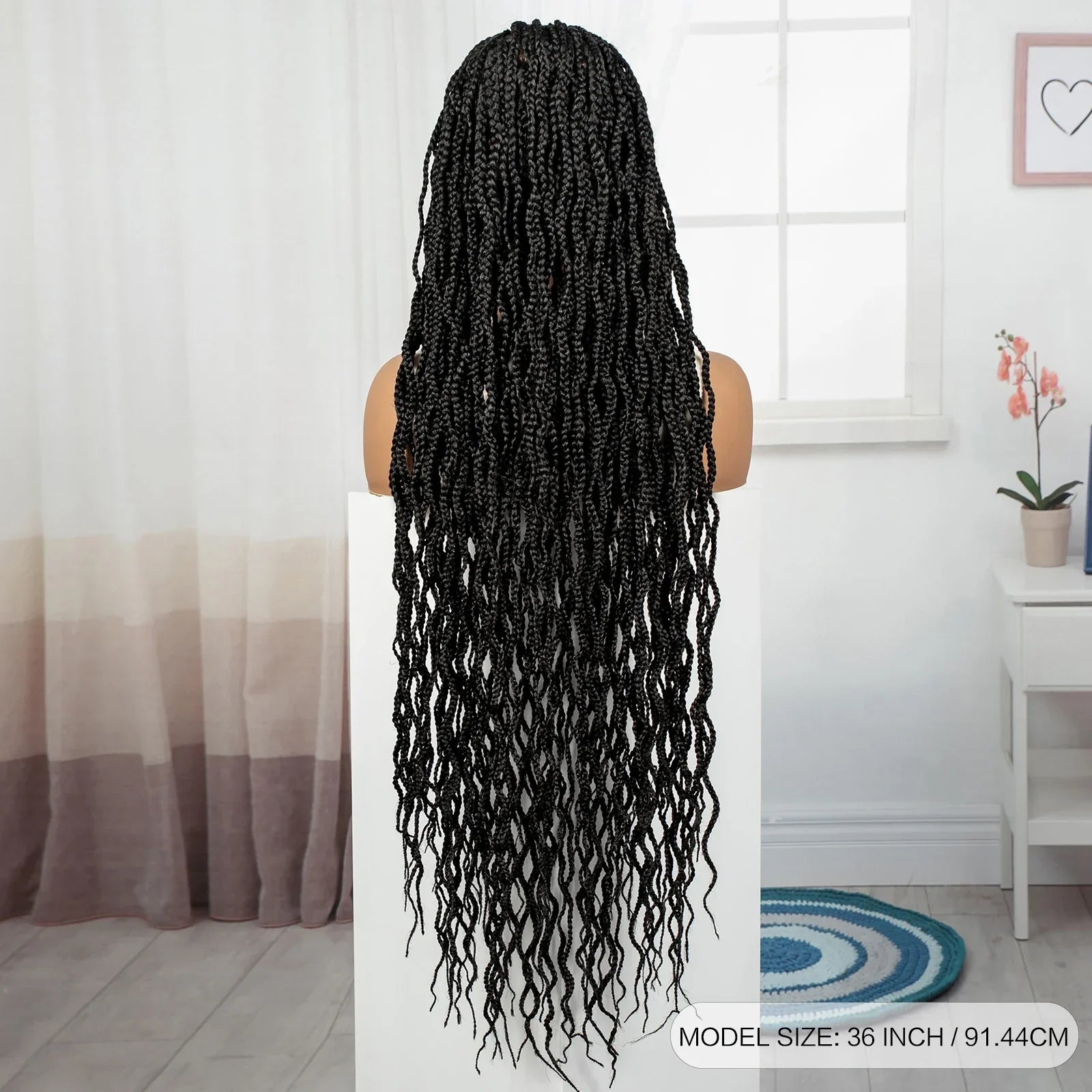 36" Ginger Orange Twisted Knotless Box Braids Wig | Full Lace | Baby Hair