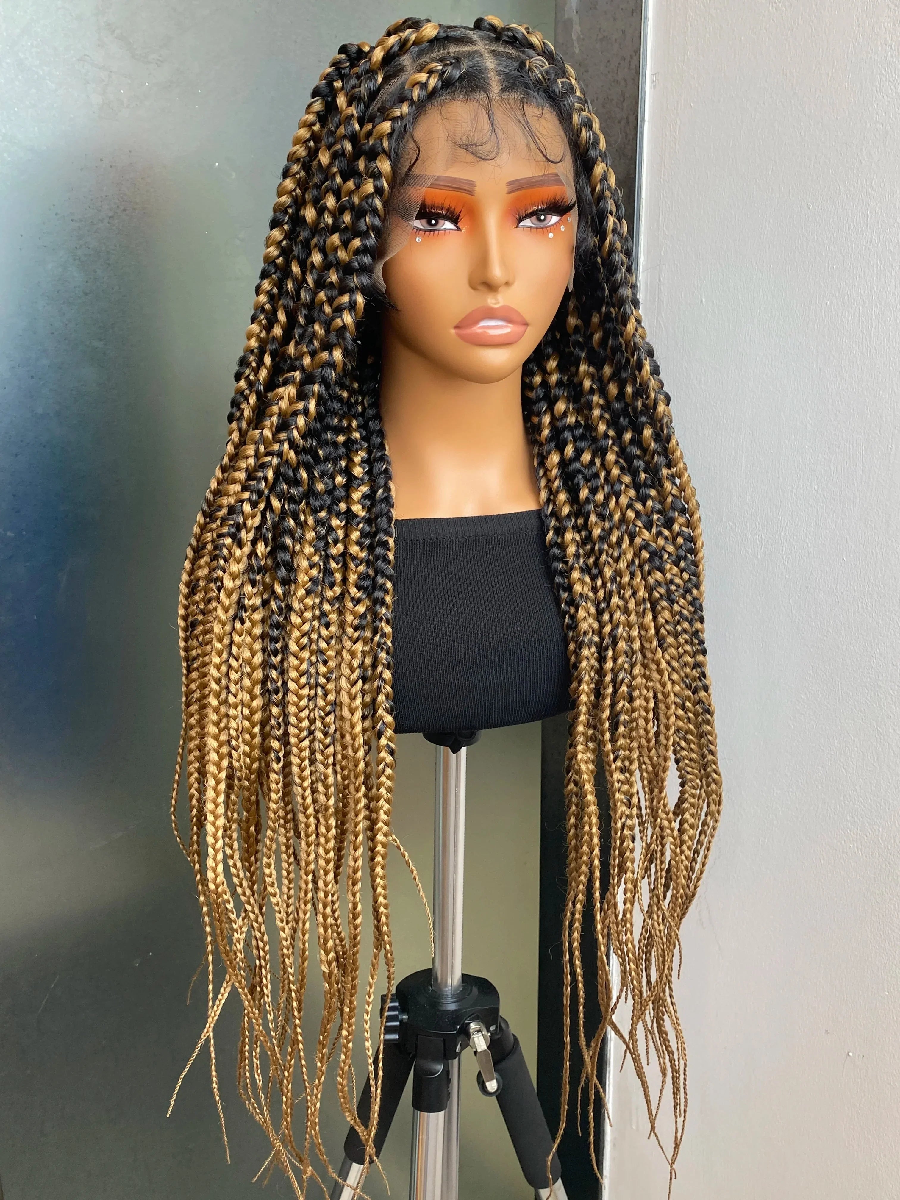 28" Double Dutch Cornrow Braided Lace Front Wig | Twist Braids | Baby Hair | Synthetic Wig