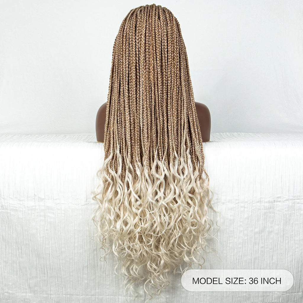 36" 613 Blonde Braided Wig | Lace Front | Baby Hair | Colored Braids