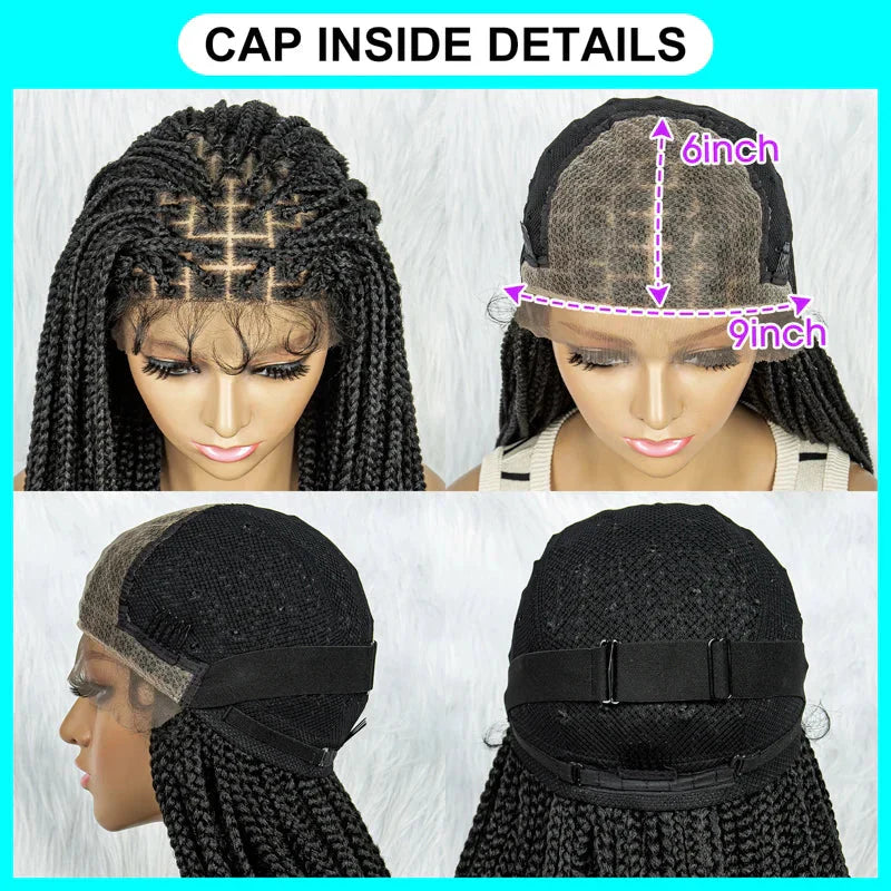 36 Inch Synthetic Braided Wigs Knotless Boho Braided Lace Wigs with Curly Ends Lace Front Braiding Hair Wig for Black Women
