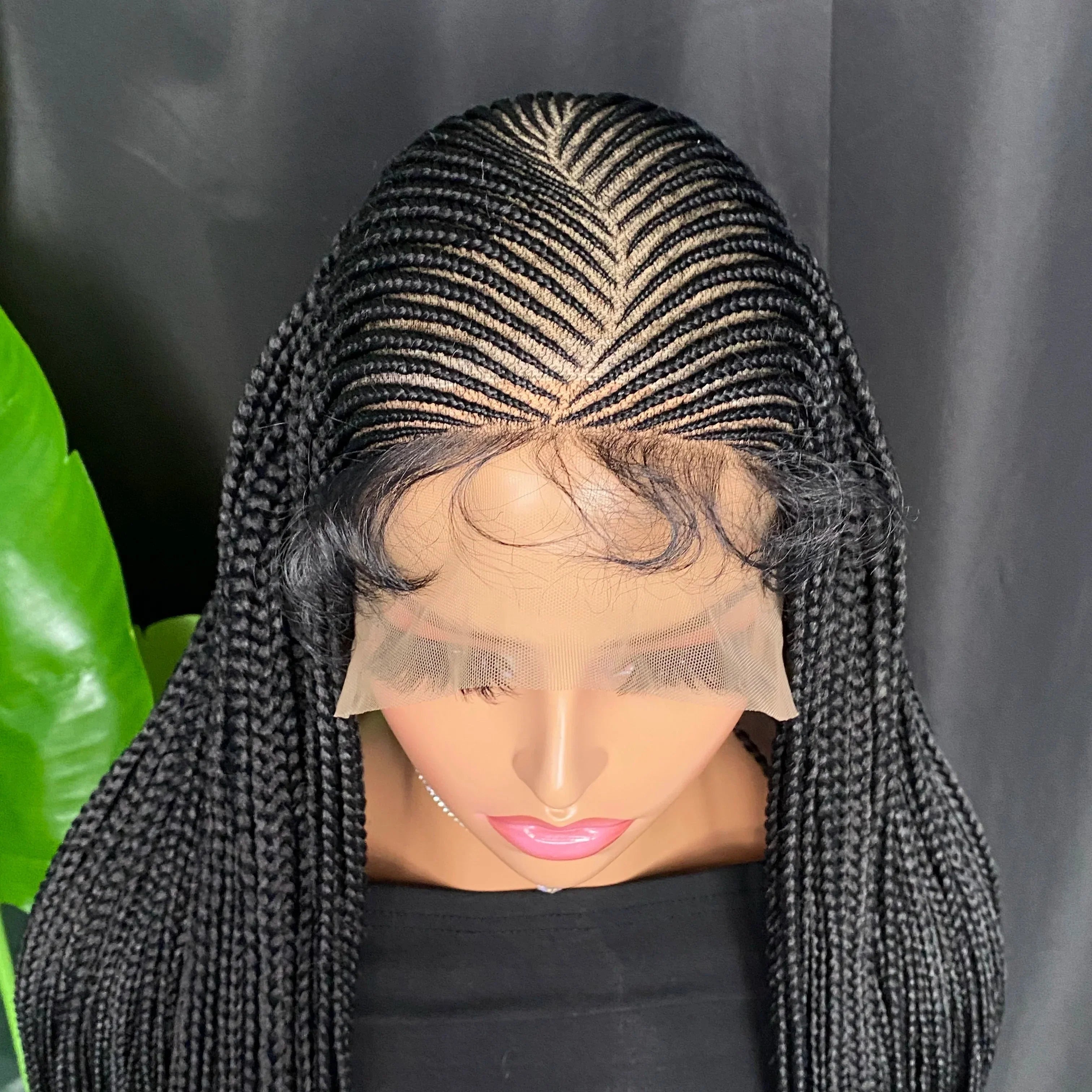 36" Cornrow Box Braided Lace Front Wig | 13x6 | Baby Hair | Synthetic Braids for Women