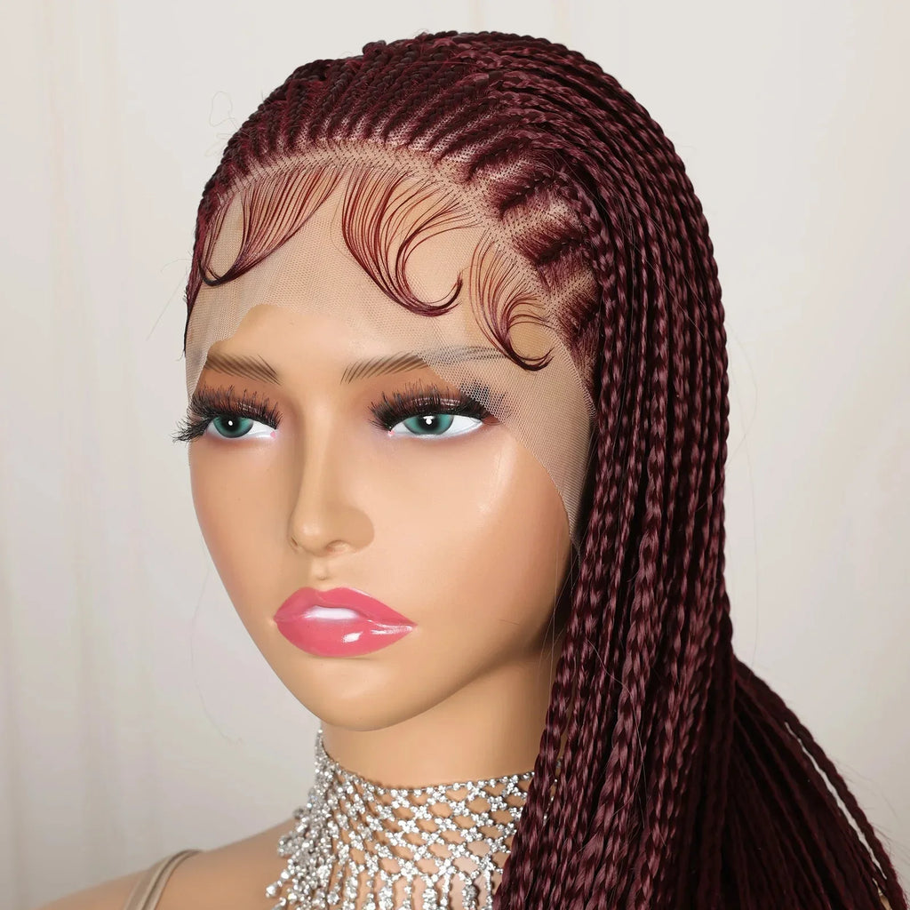 99J Burgundy Goddess Twist Braids Wig | HD Lace Frontal | Knotless | Baby Hair