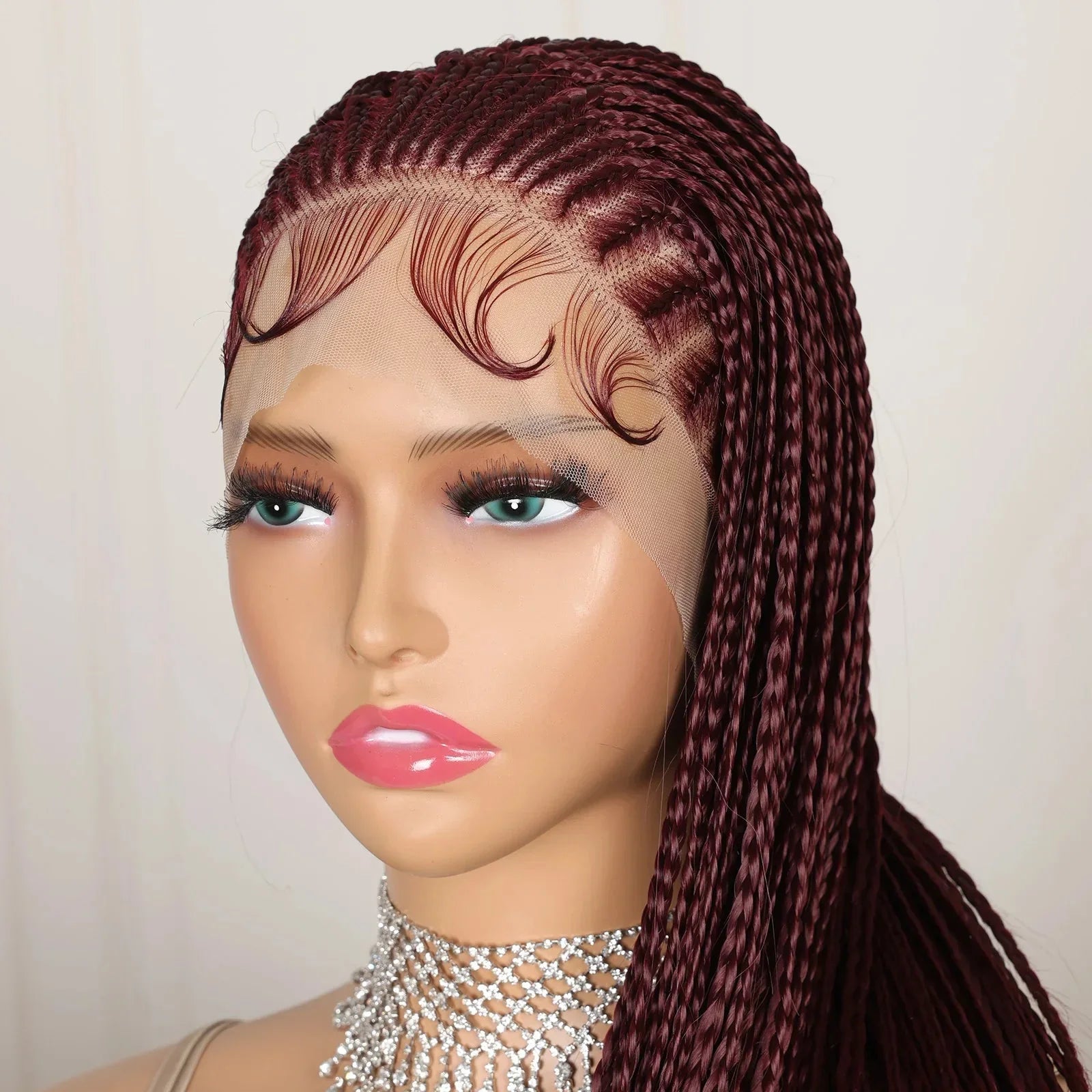 99J Burgundy Goddess Twist Braids Wig | HD Lace Frontal | Knotless | Baby Hair