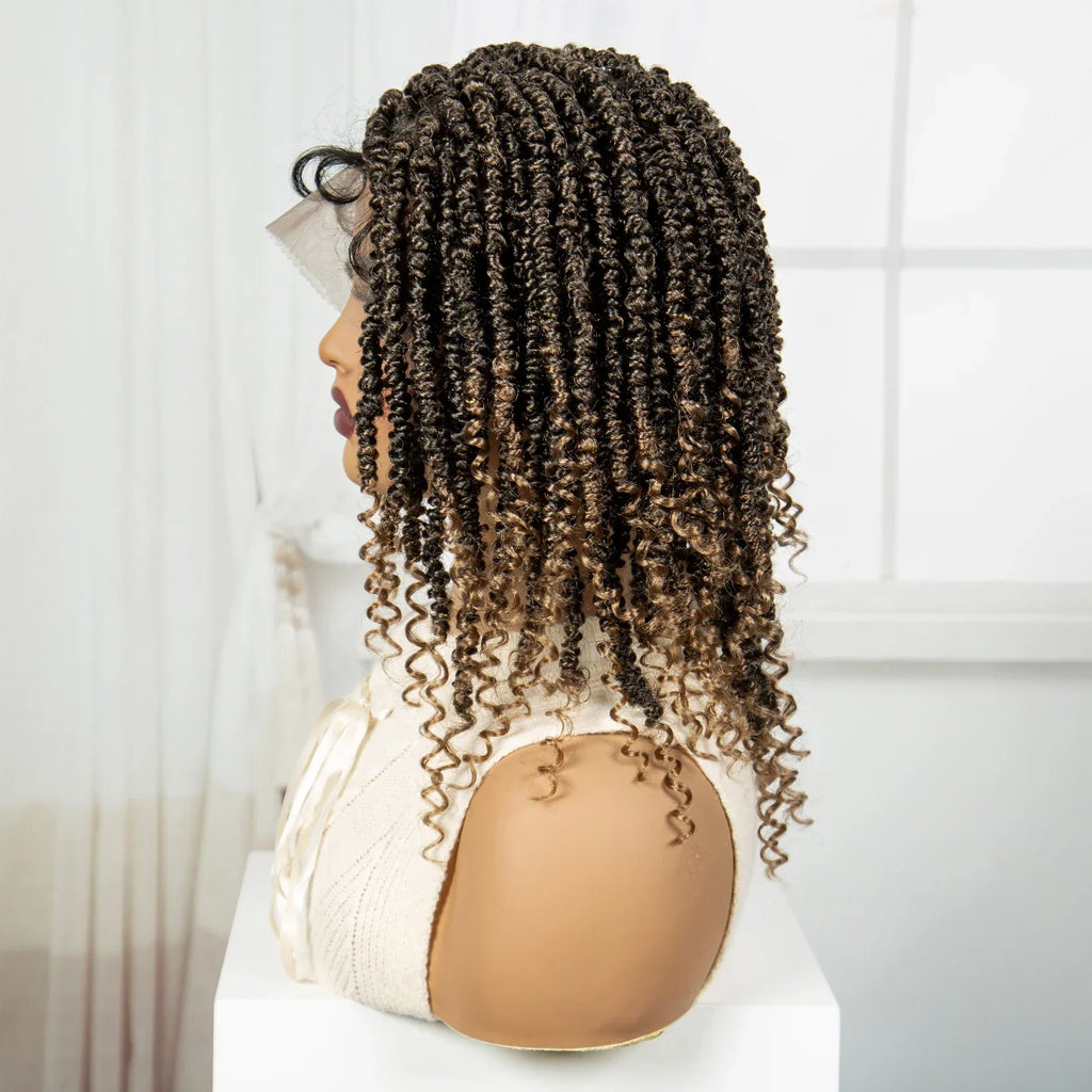 14" Full Lace Twisted Braids Wig with Baby Hair | Natural Looking Synthetic Lace Frontal Braided Wig for Black Women