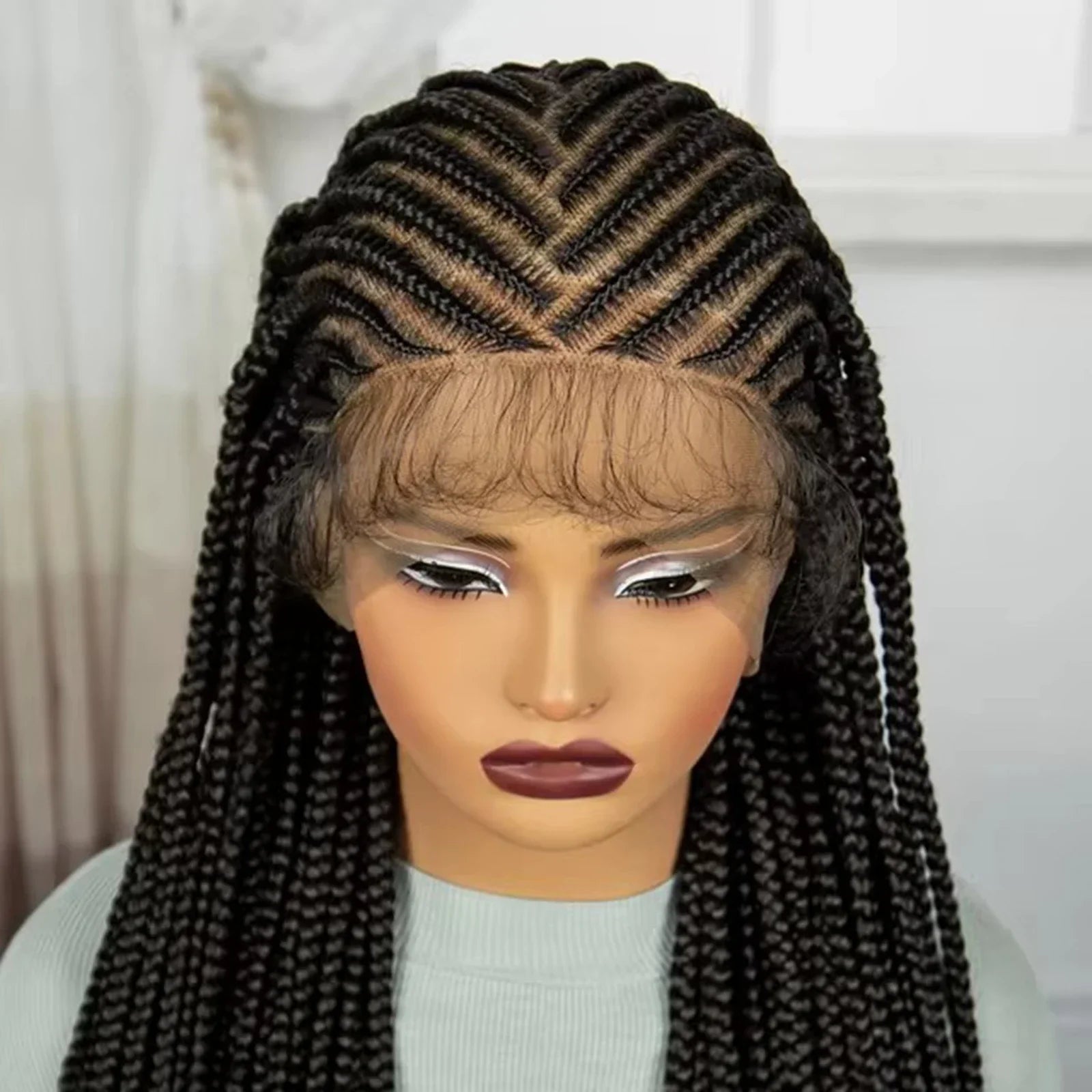 36" Cornrow Knotless Braids Wig | Full Lace Frontal | Baby Hair