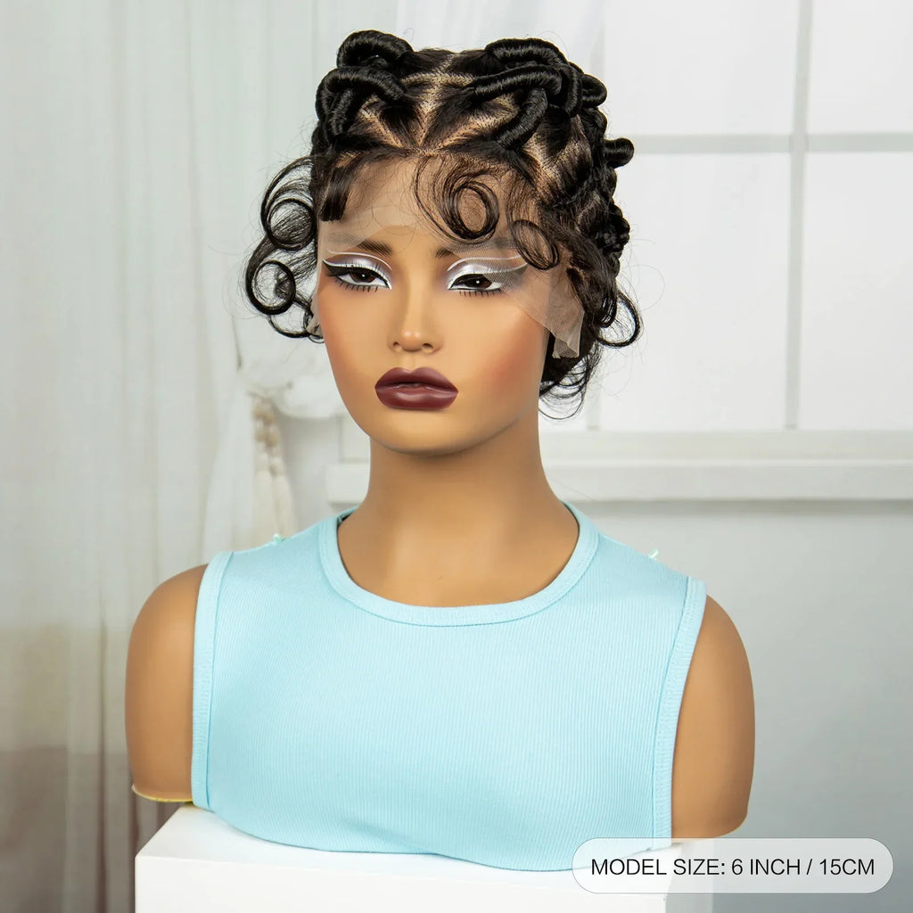 613 Blonde Short Handmade Bantu Knotless Braids Wig | Full Lace