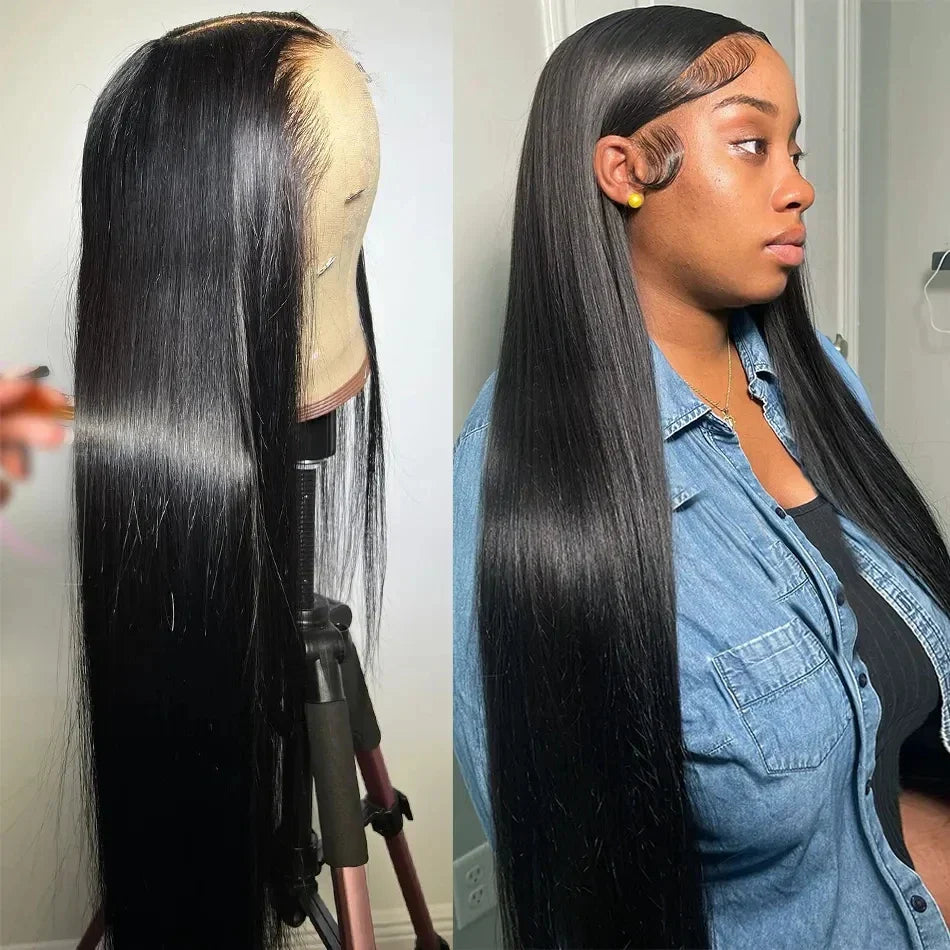 180% Density Straight Human Hair Wigs | HD 4x4 Lace Closure & 13x4/13x6 Lace Frontal Wig (Remy, 30-36 Inch Transparent Lace)