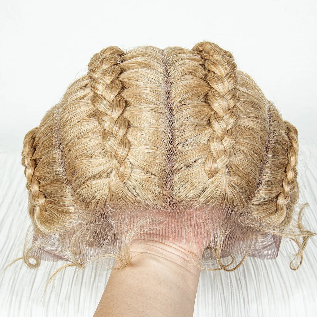 22" Box Braids Full Lace Wig | Two Curly Ponytails | Baby Hair | Synthetic Braided Wig