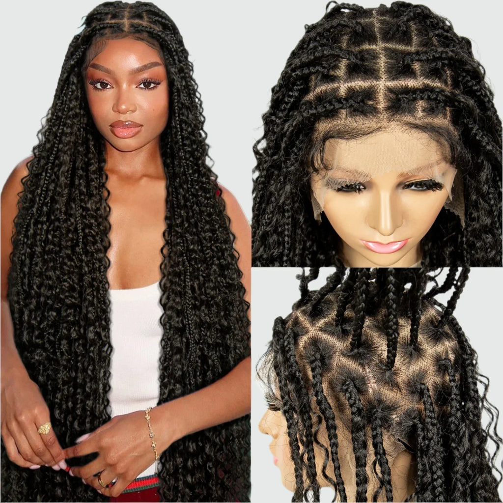 40" Goddess Braids Wig | Boho Knotless Box Braids | Full Lace | Baby Hair | Synthetic Hair | Black Women