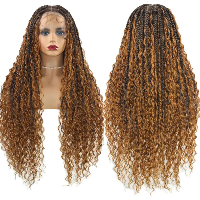 36" Ombre Goddess Locs Braids Wig | 360 Lace Front | Baby Hair | Bohemian Style
