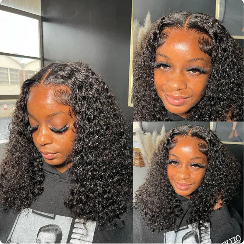 16 Inch Loose Water Wave Malaysian 13x4 Lace Front Wig Short Bob Wet & Wavy Glueless 4x4 Closure