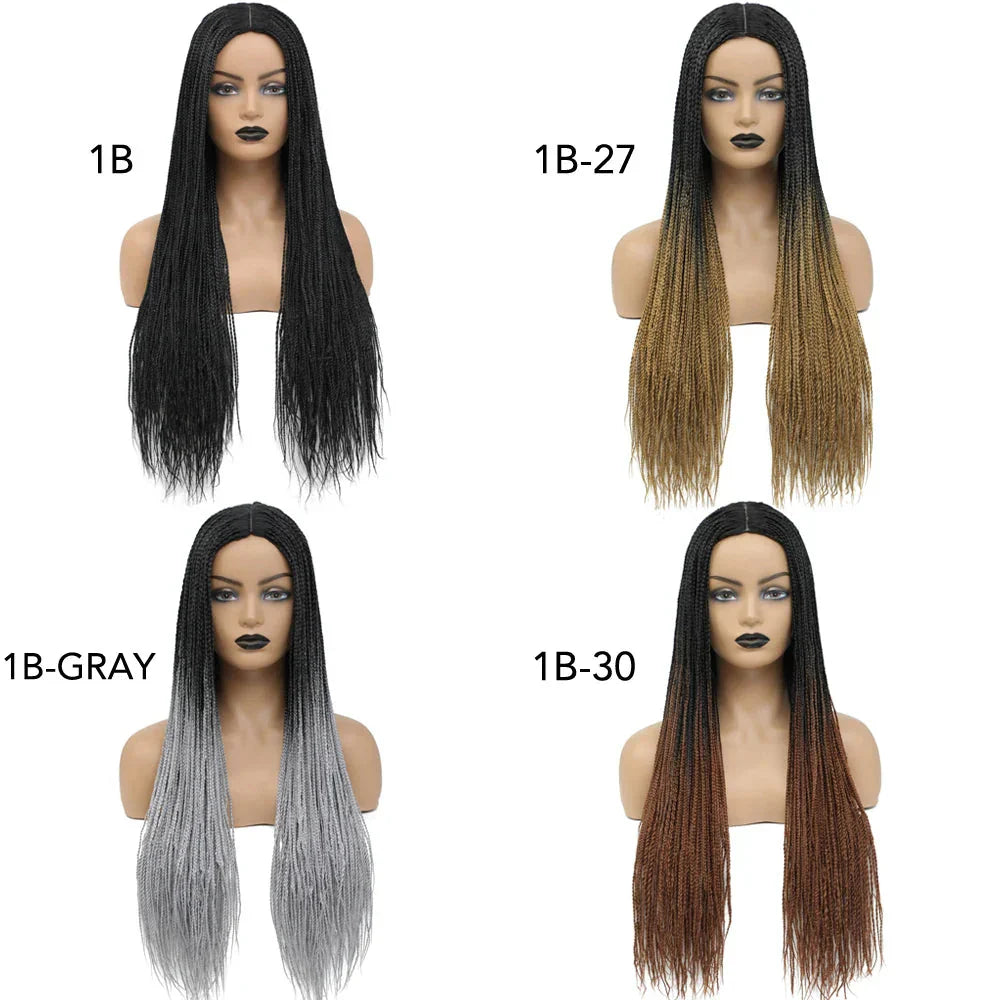 26" Ombre Box Braids Wig | Knotless | Crochet | 1B, 27, 30, Gray | Handmade