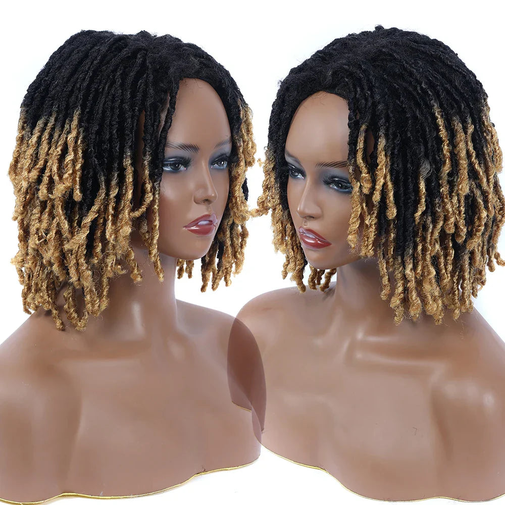 10" Braided Bob Wig | Afro Dreadlock Wig | Curly Ends | Synthetic Crochet Wig | Cosplay