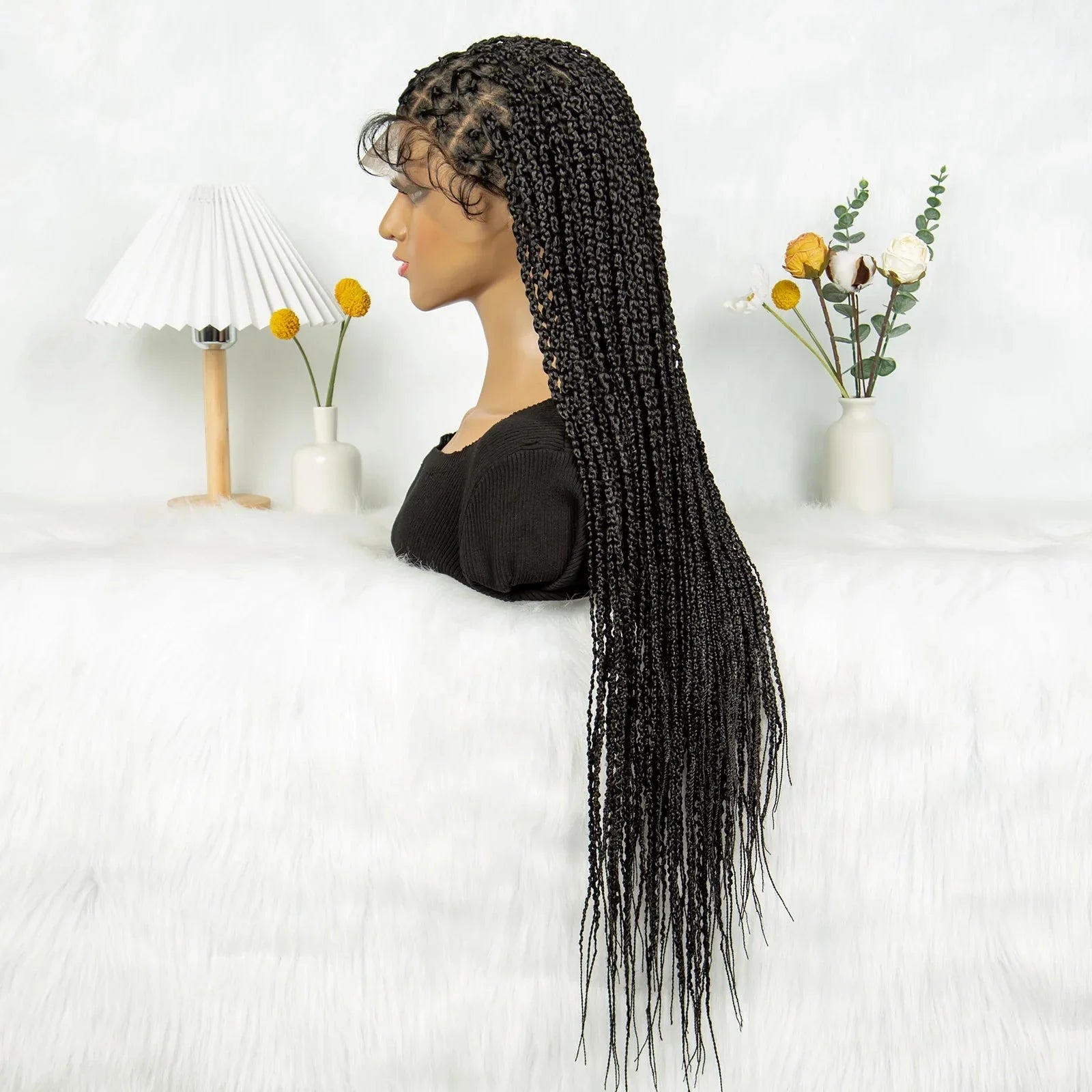 36" Criss Cross Braided Wig | Full Lace | Baby Hair | Large Cap | Synthetic Braids