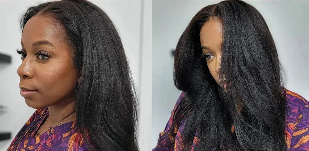 13x4 HD Lace Front Kinky Straight Wig | Long | Brazilian Virgin Hair | Pre-Plucked | Natural Hairline