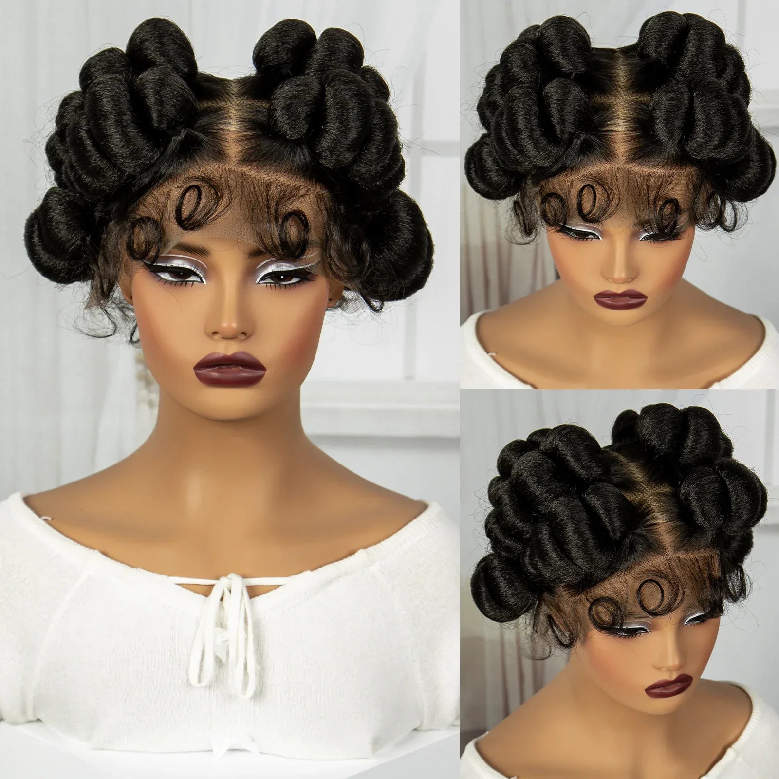 3-in-1 Handmade Bantu Braids Wig | Knotless Box & Faux Locs Options | Full Lace