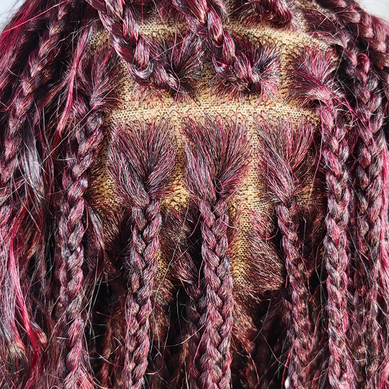 24" Boho Box Braids Lace Frontal Wig | Deep Wave Goddess Braids | Curly Ends | Black Full Lace Synthetic Wig