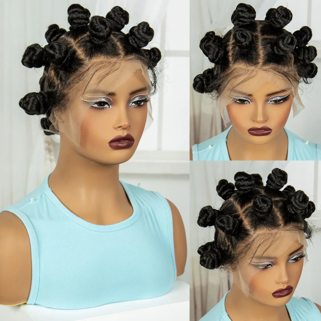 3-in-1 Handmade Bantu Braids Wig | Knotless Box & Faux Locs Options | Full Lace