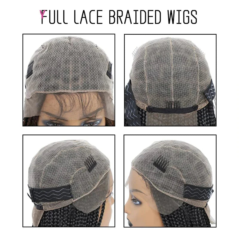 36" Knotless Box Braids Lace Front Wig | Full Lace Front Braided Wig | Synthetic Braids for Black Women