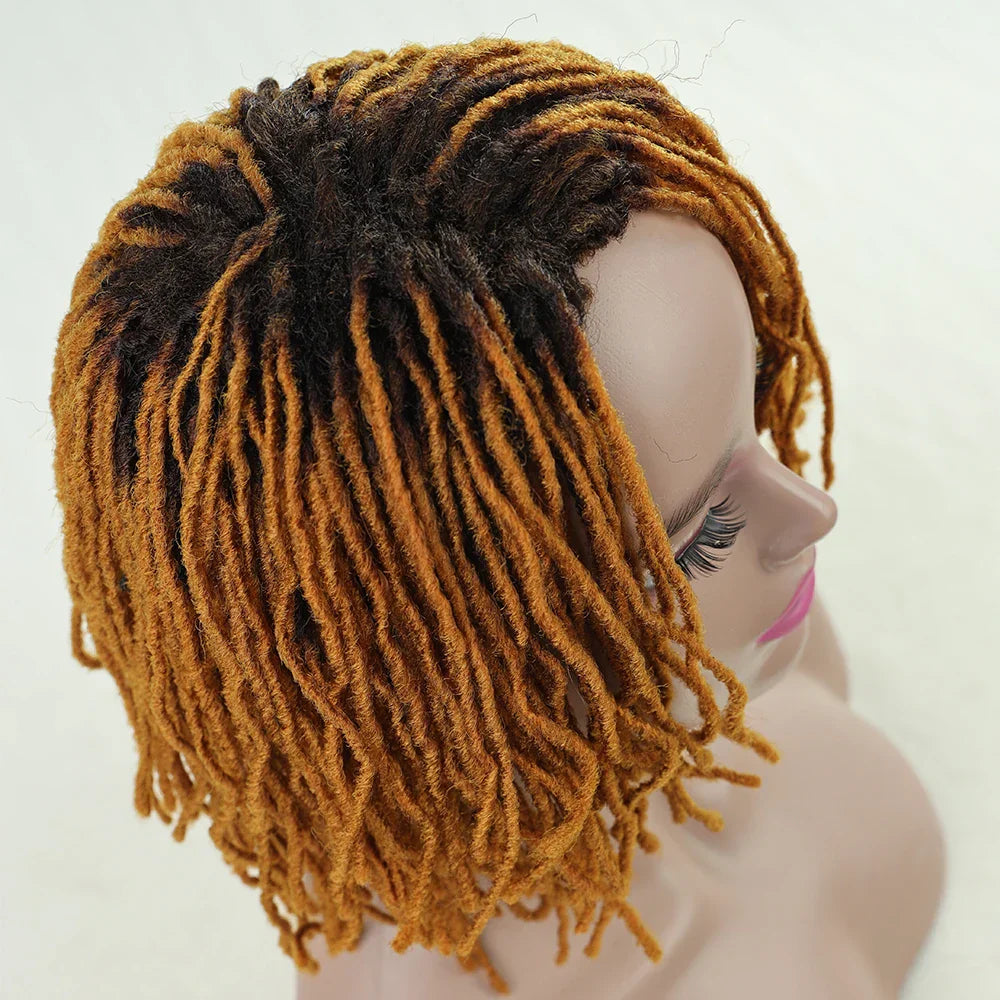 10" Braided Bob Wig | Afro Dreadlock Wig | Curly Ends | Synthetic Crochet Wig | Cosplay