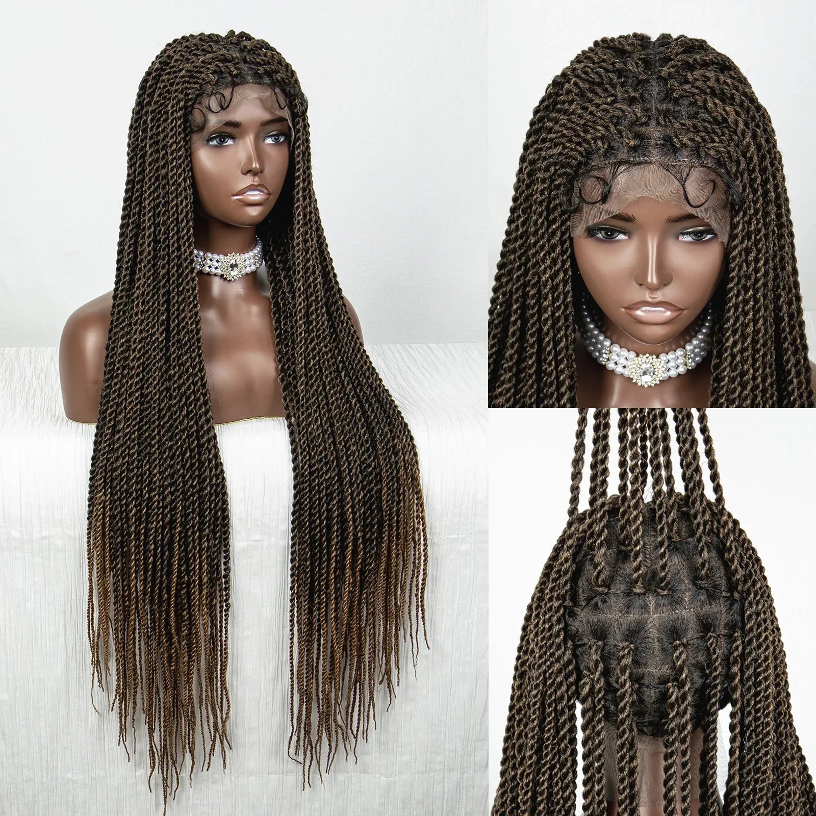 40" Long Straight Braided Wig | Full Lace | Baby Hair | Colored Braids