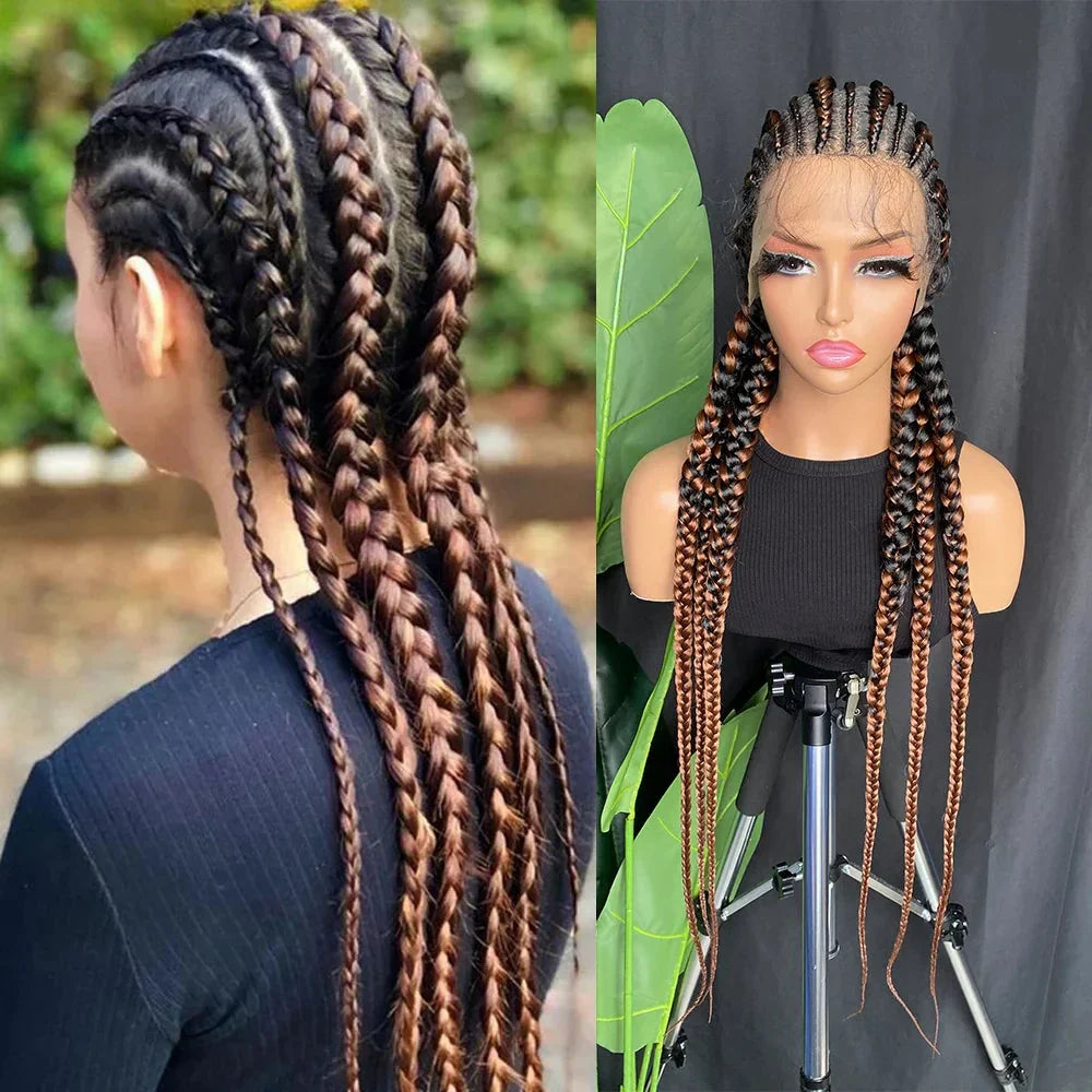 36" Knotless Box Braids Wig | Full Lace | Baby Hair | Natural Look | Synthetic Braids