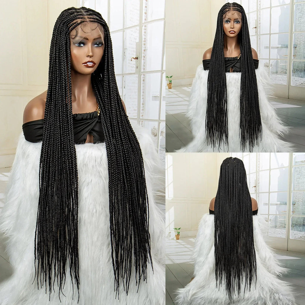 350# Blonde HD Full Lace Braided Wig | Knotless Box Cornrows | Crochet Braids | Synthetic Braids for Black Women