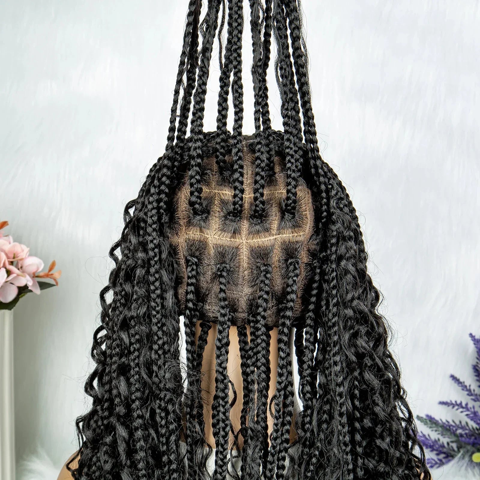 32" Natural Boho Knotless Braids Wig | HD Lace Front | Baby Hair | Synthetic