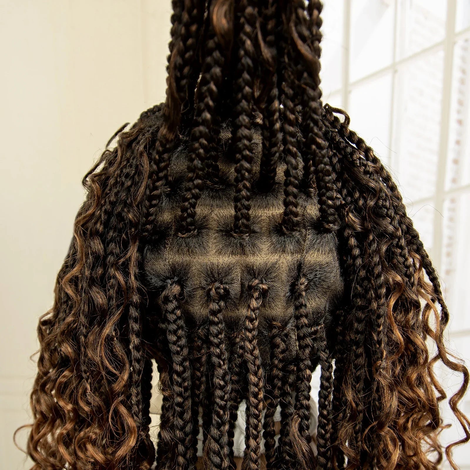 14" Burgundy Box Braids Wig | Full Lace | Kanekalon Fiber | Boho Braids | For Women