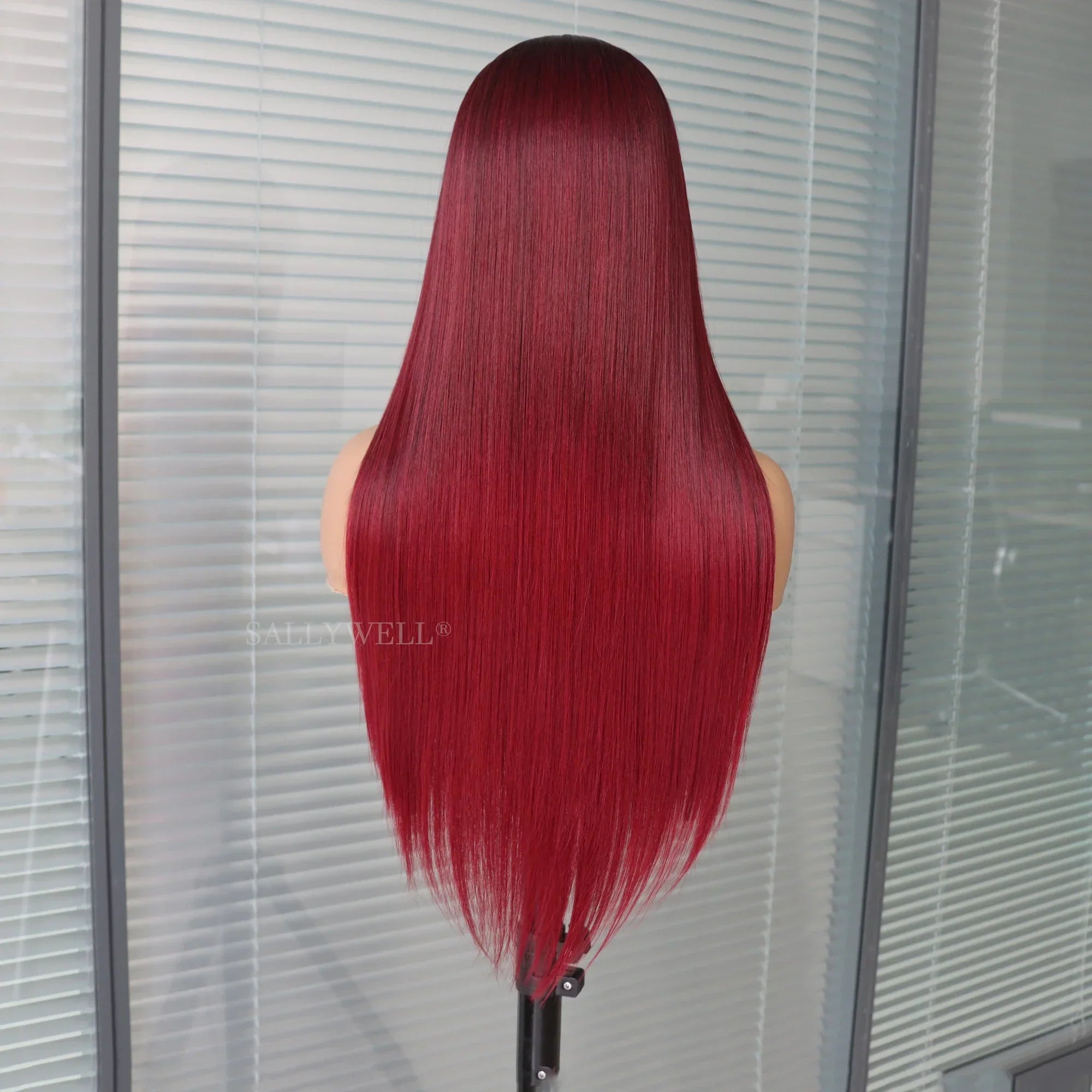 13x4 Burgundy Straight Lace Front Wig | Heat Resistant Synthetic Hair | Pre-Plucked | Natural Hairline