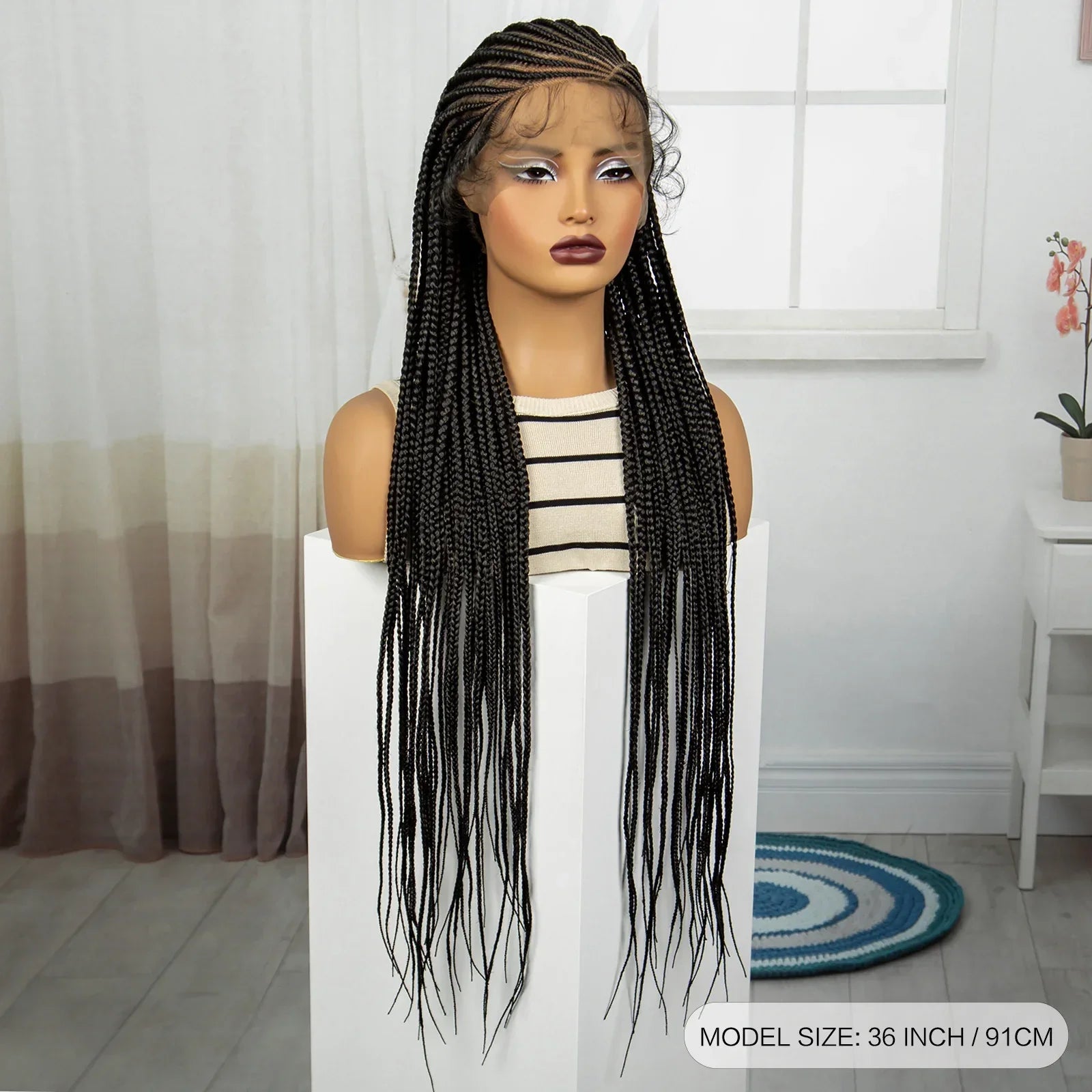 36" Knotless Cornrow Braids Wig | Full Lace | Baby Hair | Black Women