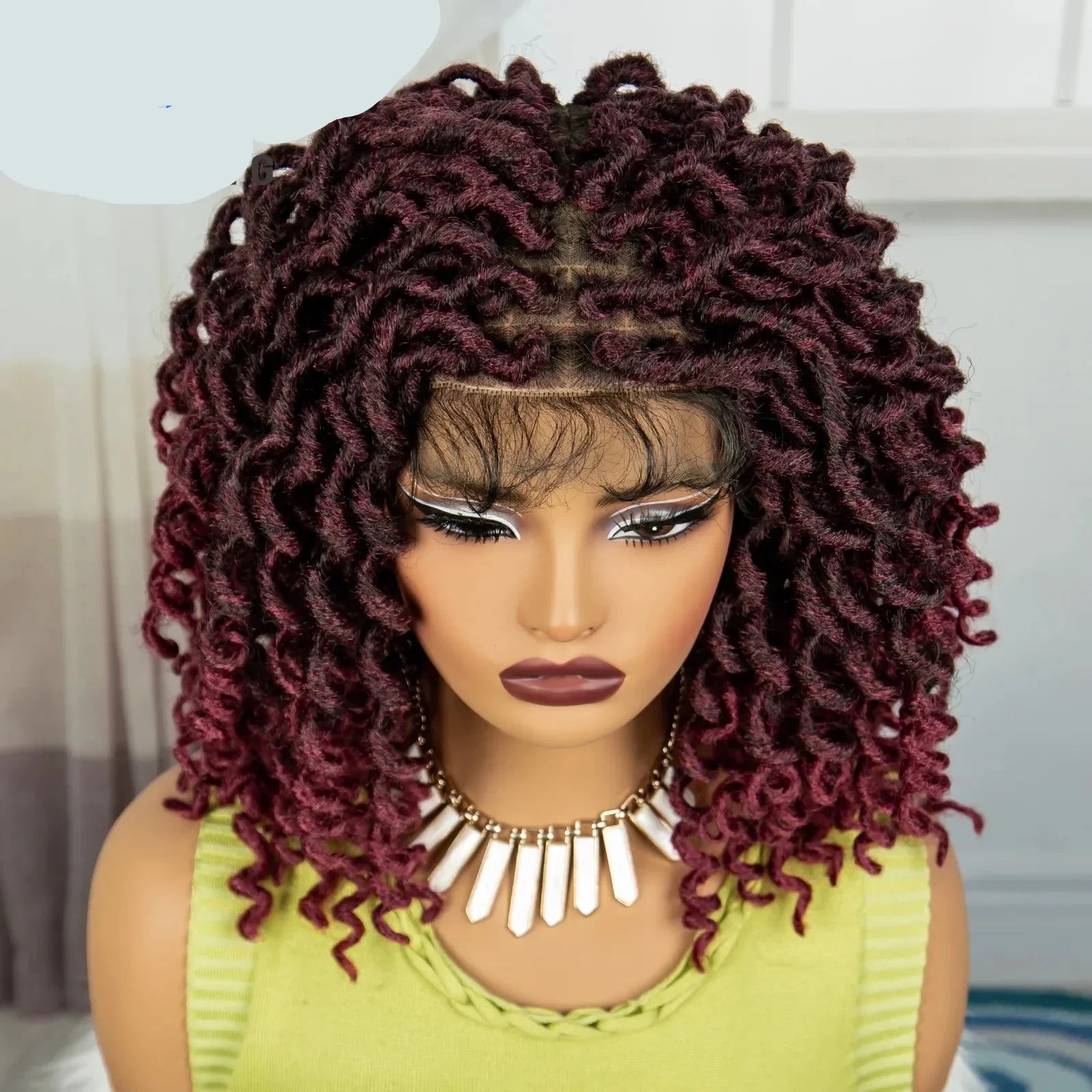 99J Burgundy Faux Locs Full Lace Wig | Baby Hair | Transparent Lace Front | Crochet Braids | Black Women