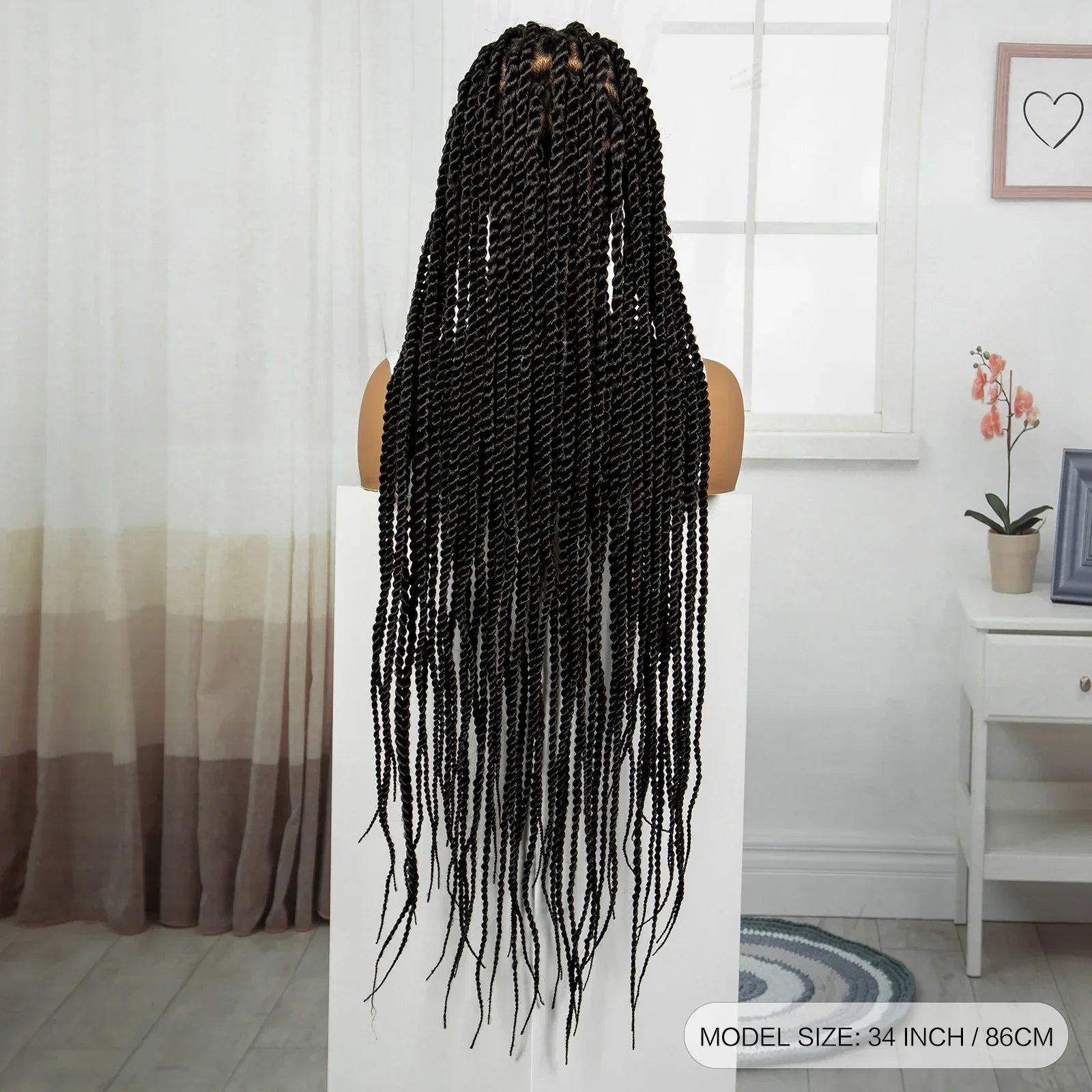 34" Knotless Box Twist 360° HD Full Lace Wig | Baby Hair | Twisted Braids | Black Women
