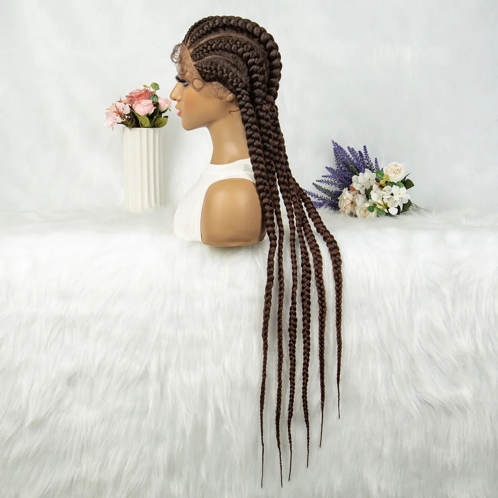 36" Blonde Knotless Box & Cornrow Braids Wig | Lace Front