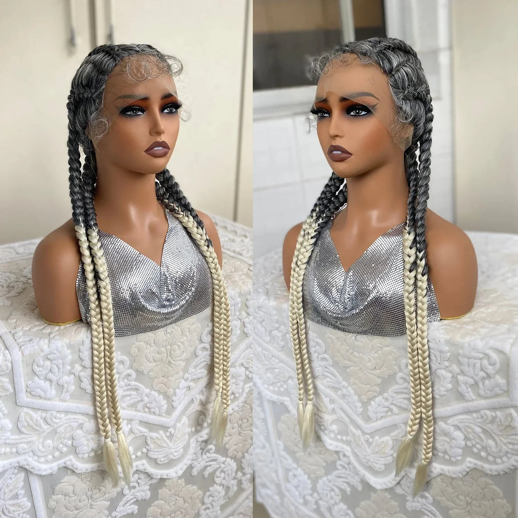 32" Twist Cornrow Braids Wig | Lace Front | Baby Hair | DIY & Cosplay | Synthetic