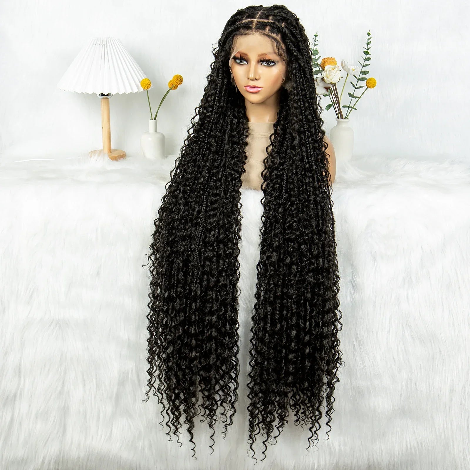 40" Goddess Braids Wig | Boho Knotless Box Braids | Full Lace | Baby Hair | Synthetic Hair | Black Women