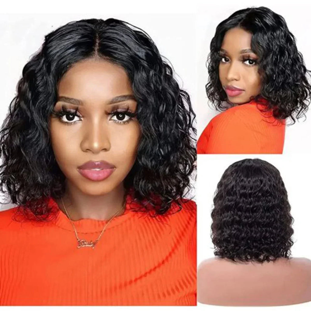 80% Density Deep Wave Bob Wig | 13x4 Lace Front | Pre-Plucked | Brazilian Remy Hair