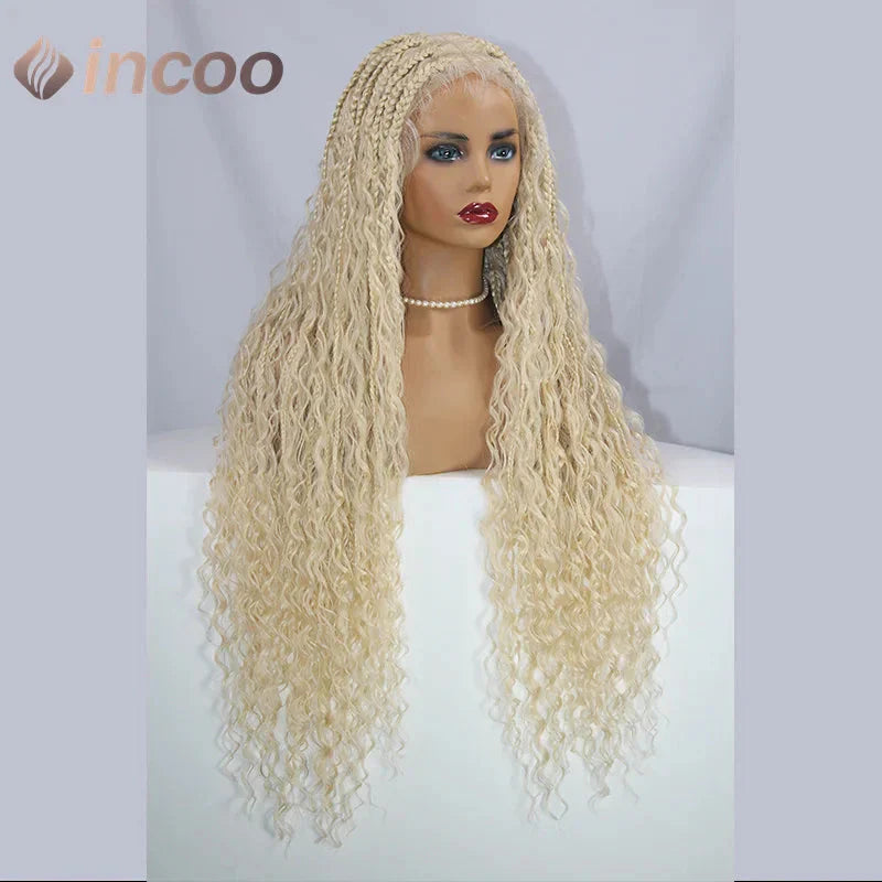 613 Blonde & Burgundy Butterfly Braids Wig | 36" Full Lace | Goddess Locs & Box Braids