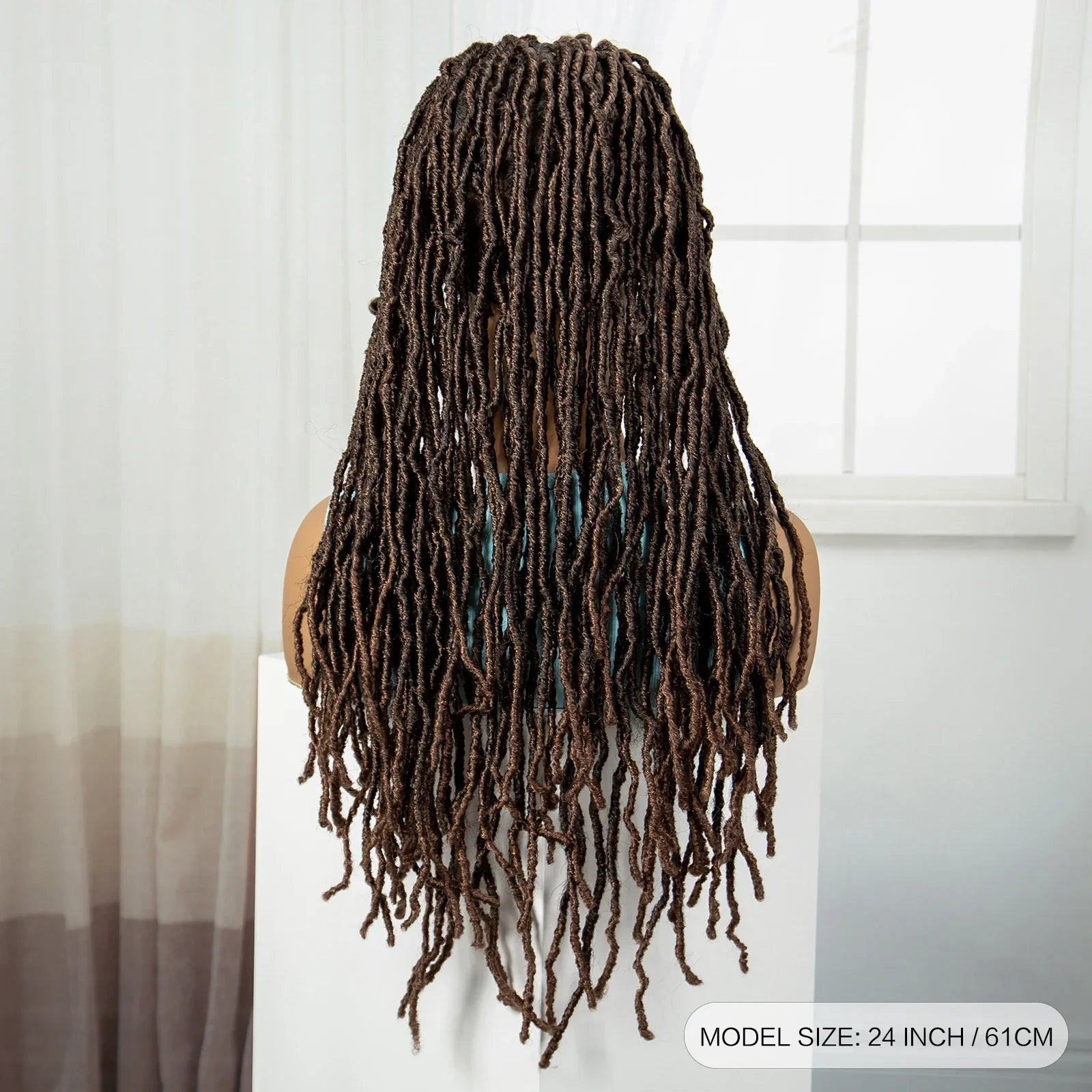 24" Knotless Box Locs Braided Wig | Full Lace Frontal Dreadlock Style