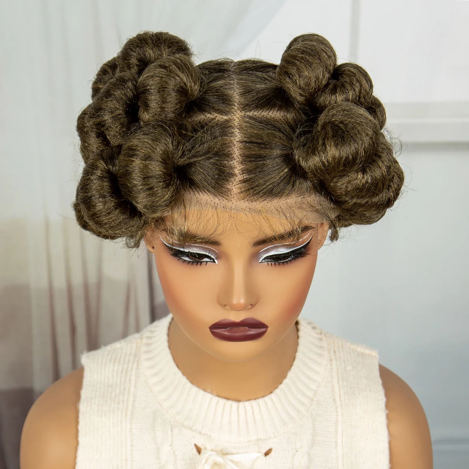 6" Short Bantu Knotless Braids Wig | 1B/30 Ombre | Full Lace