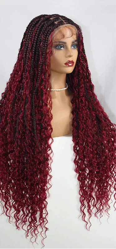 36" Ombre Goddess Locs Braids Wig | 360 Lace Front | Baby Hair | Bohemian Style