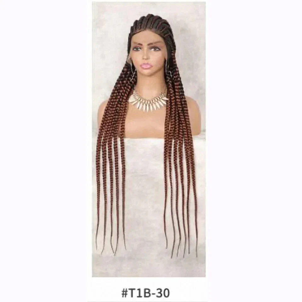 360 Lace 11-Braids Cornrow Box Braided Wig | Long Synthetic Braids | Heat Resistant | Black Women