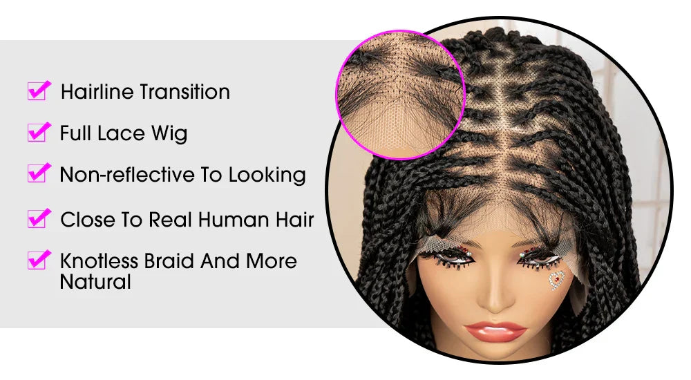 36" HD Full Lace Box Braided Wig | Ginger Color #350 | Lace Frontal Braids | Baby Hair | Synthetic Hair Wig