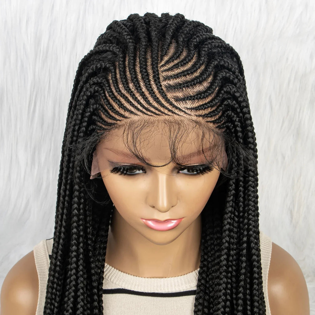 13x4 HD Lace Front Braided Wig with Baby Hair | Synthetic Braided Wigs for Black Women