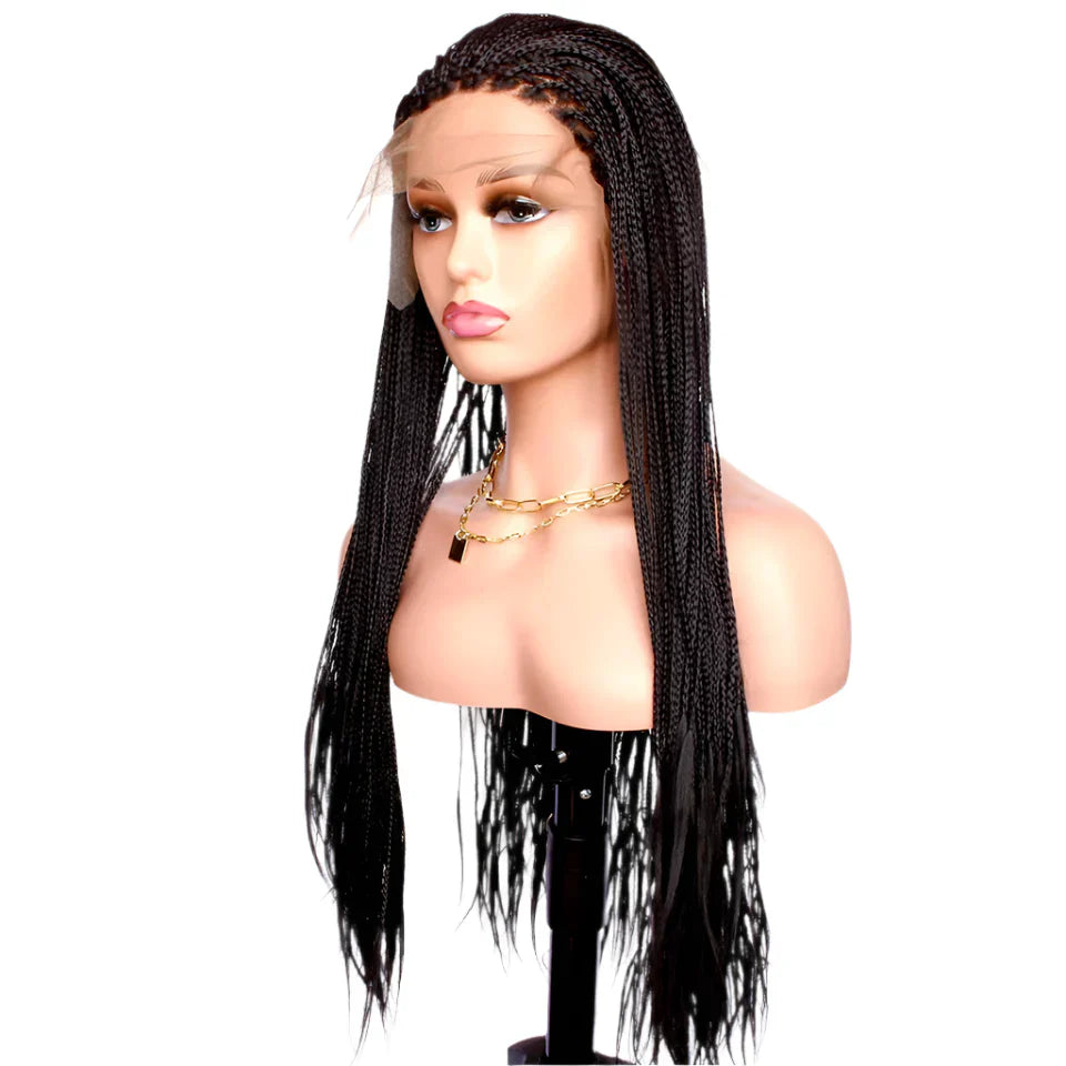 4" Micro Box Braids Cornrow Wig | 13x3 Lace Front | Hand Braided | Synthetic Hair | Black Women