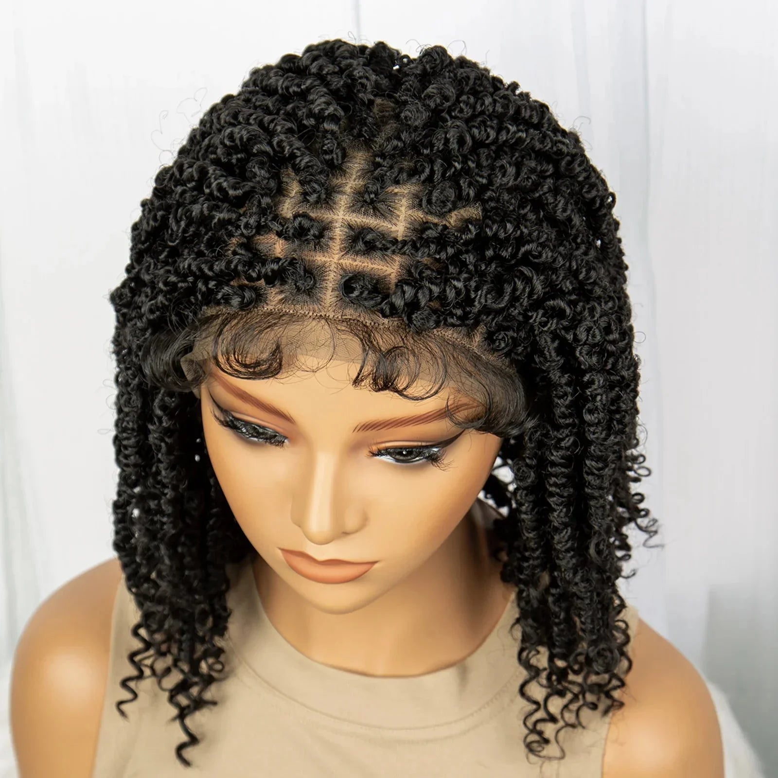 1B/27 Short Passion Twist Lace Front Wig | Knotless Braids | Baby Hair | Synthetic Twist Spring Wig