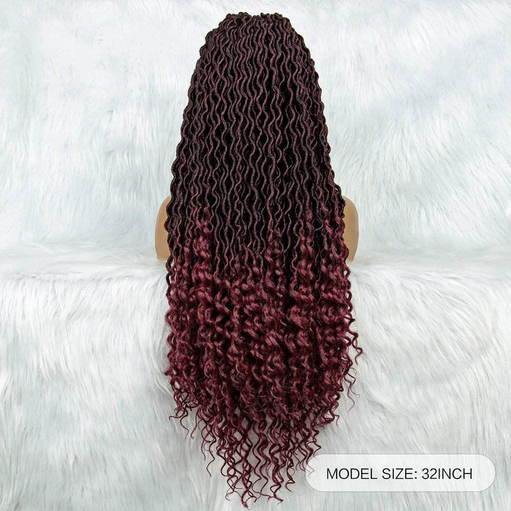 32 Inch Goddess Locs Lace Front Wig | Curly Ends | Faux Locs | Synthetic Hair | With Baby Hair
