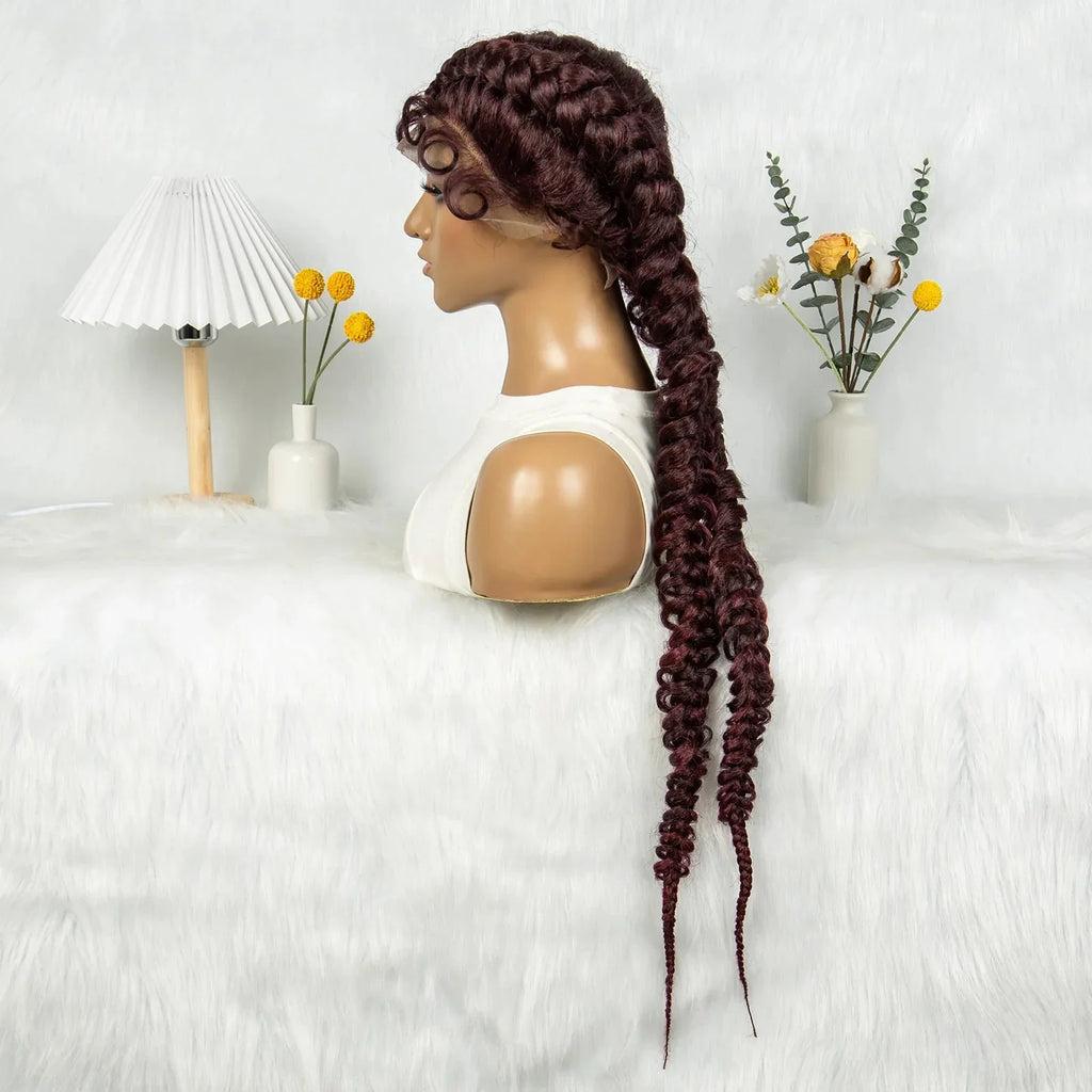 36" Twisted Braids Lace Front Wig | 13x1 | Senegalese Twist | Baby Hair | Handmade Synthetic Braids
